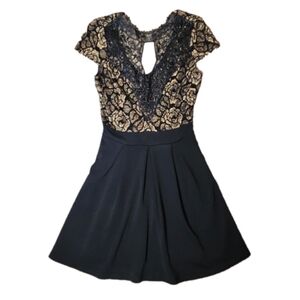 Windsor black and gold dress with lace. Size L